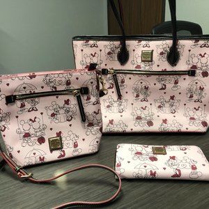 Dooney & Bourke Disney Mickey & Minnie Valentine Tote Bag Crossbody Wallet Set